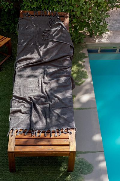 OYT TEKSTİL Arelina Textile Beach & Spa Towel, Gray-anthracite, 100x170 Cm, Fringed, 100% Cotton, Ecotex Certified