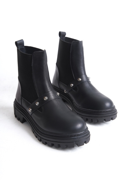 öz se shoes KLOP Чорні жіночі черевики з натуральної шкіри з гумовою підошвою...