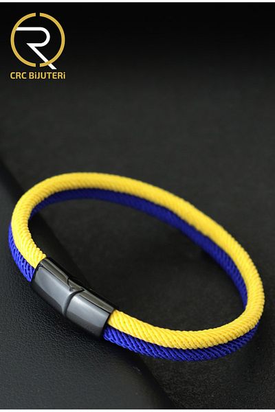 Crc Bijuteri Yellow-Navy Blue Fan Bracelet