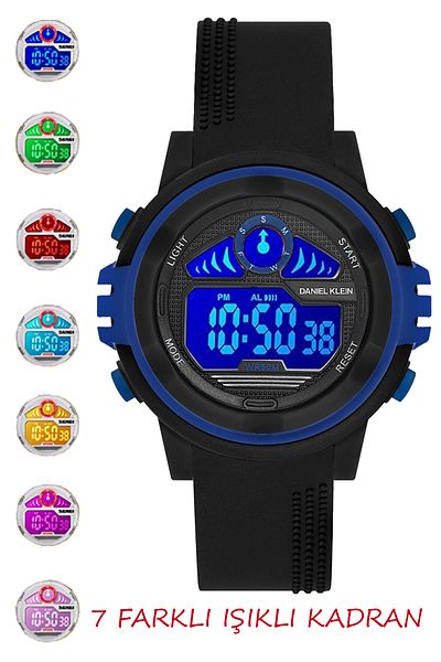 Daniel Klein Black Children's Wristwatch with 7 Different Lights