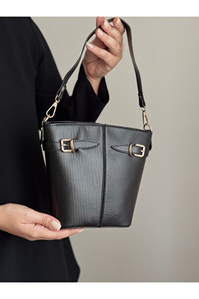 Molie Γυναικεία τσάντα χειρός και ώμου με ρυθμιζόμενο μοντέλο μαύρου κουβά με...