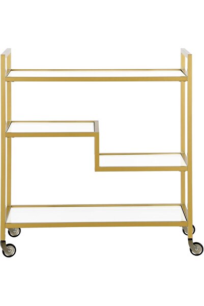 MERZANA Metal Bar Servis Arabası, Gold Servis Ve Sunum Arabası