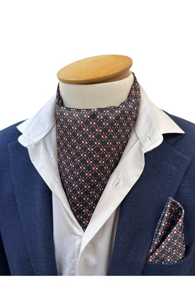 TMFASHİON Men's Vintage Pattern Self-Tied Neck Monşer Ascot Scarf Pocket Handkerchief Set