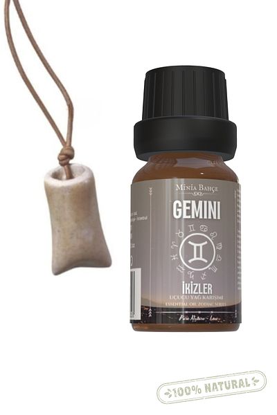 Minia Bahçe Bitki ve Sanat Atölyesi Gemini Zodiac Sign - 10ml Essential Oil Mix & Necklace with Fragrance Tank02