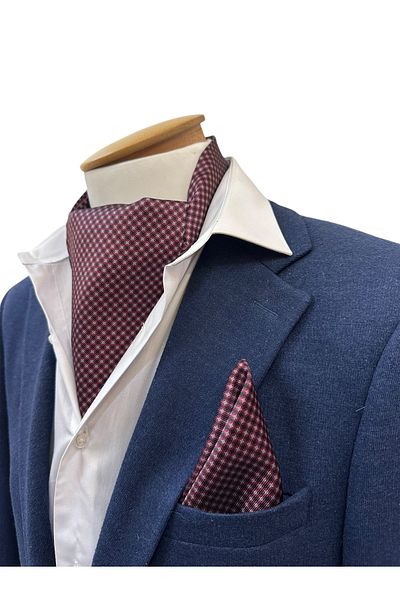 TMFASHİON Men's Small Pattern Self-Tied Neck Monşer Ascot Scarf Pocket Handkerchief Set