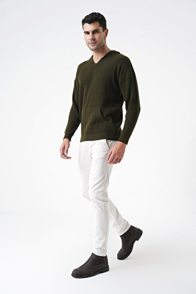 CHUBA Men's Khaki Knit Sweater - Thessaloniki Knit, Hood and Pocket, Standard Cut 25W2002