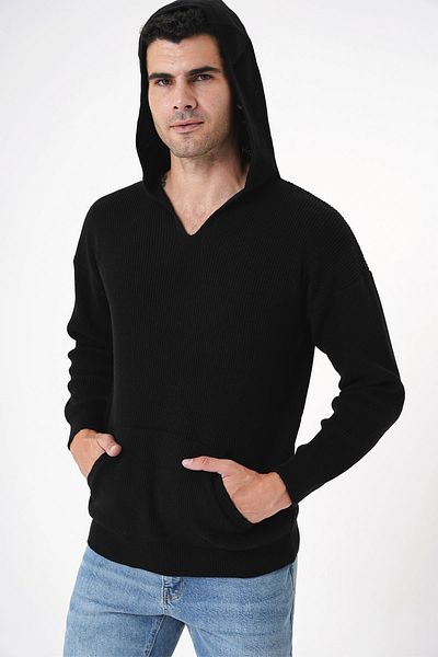 CHUBA Men's Thessaloniki Knit Sweater - Hooded and Pocketed, Black 25W2002