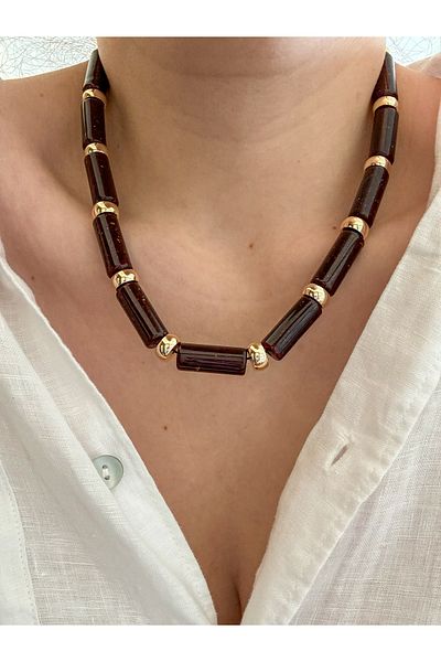 CHARMLUCKY Acrylic Gold Ball Necklace
