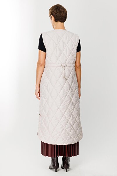 Micca Unique 24 Garni Detaylı Kapitone Uzun Tüm Zamanlar İçin Spor Yelek-Gri