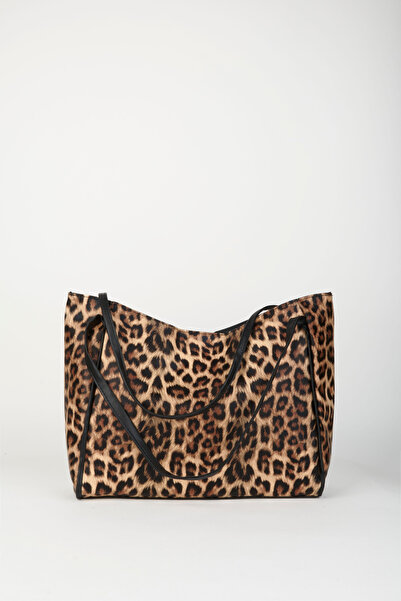 Vivaq Női műbőr leopárd mintás nagyméretű cipzárral záródó kézitáska és válltáska