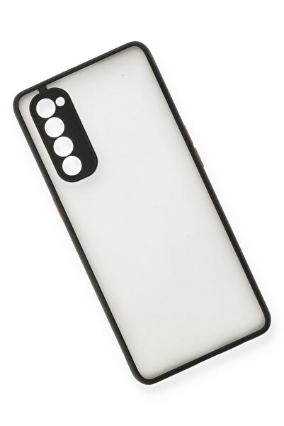 cepmoda OPPO RENO 4 PRO - Jux Mat Kapak Yanları Silikon Arkası Sert Pc Buzlu Kılıf - SİYAH