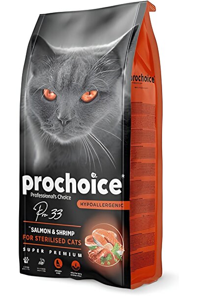 ProChoice Pro33 Kısırlaştırılmış Somonlu&Karidesli Hipoalerjenik Kedi Maması 2 Kg