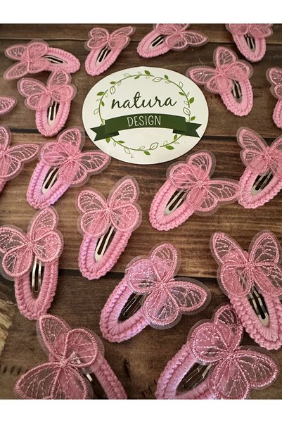NATURA DESİGN Natura Design Double Snap Butterfly Tulle Buckle Pink