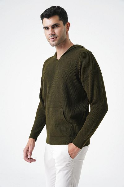 CHUBA Men's Khaki Knit Sweater - Thessaloniki Knit, Hood and Pocket, Standard Cut 25W2002