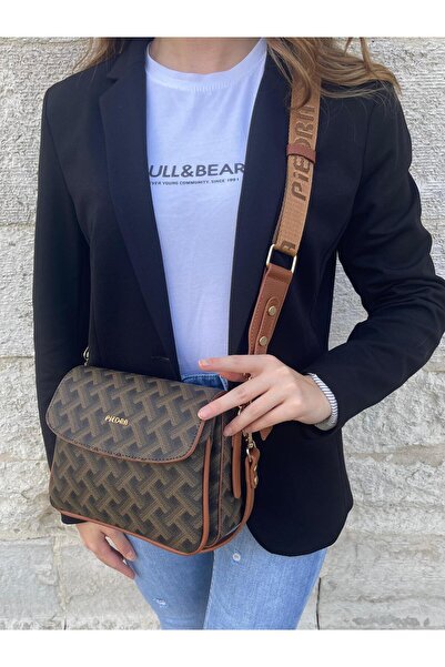 Piedra Коричнева сумка з тривимірним візерунком, багато кишень, блискавка, ре...