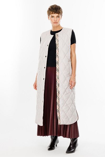 Micca Long Quilted Sports Vest - 24 Garni Detailed, All Time, Gray