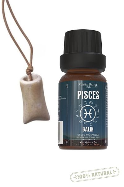 Minia Bahçe Bitki ve Sanat Atölyesi Pisces, Essential Oil Mix, 10ml & Necklace with Scent Bowl