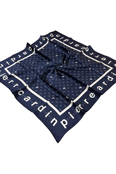 Pierre Cardin Navy Blue White Twill Silk Scarf - 8940438 -921