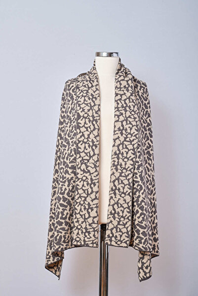 Sebir Moda Leopard Patterned Knitwear Shawl