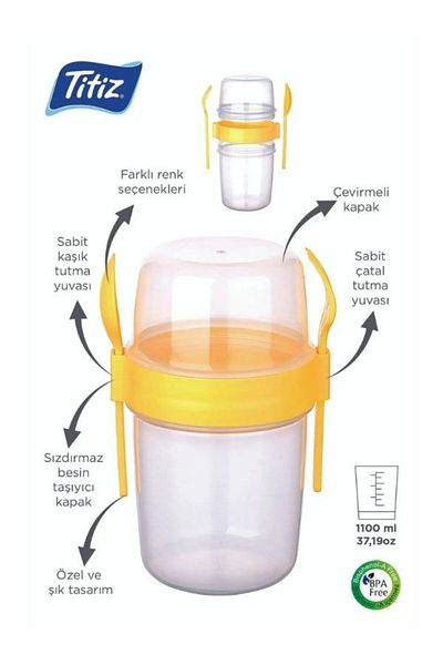 Viyalente Titiz 1100 ml Taken Go Muesli Container (AP-9453)