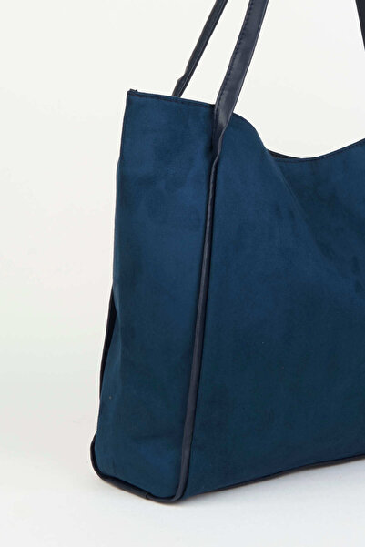 Vivaq Жіноча замшева темно-синя велика сумка на блискавці з ручками та плечовою ремінцем