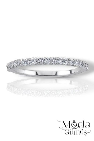 Moda Gümüş 925 Ayar Gümüş Yarım Tur Kadın Yüzük & Alyans (Model4)