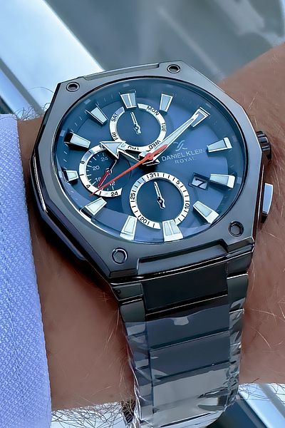Daniel Klein Men's Smoked Color Steel Watchband - 3 Atm Waterproof, Gift Bracelet - Dke2065C1