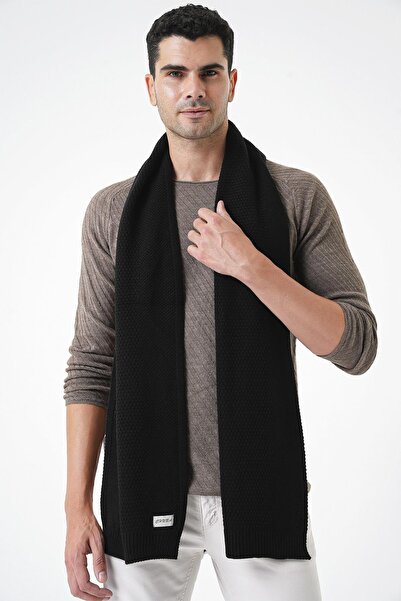 CHUBA Eșarfă neagră pentru tricotaje pentru bărbați - textura moale și detalii de tricotat 25W4001