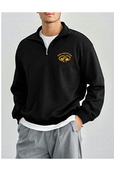 Massgai سويت شيرت كبير الحجم للجنسين - هودي نصف سحاب مطبوع عليه القوات الخاصة