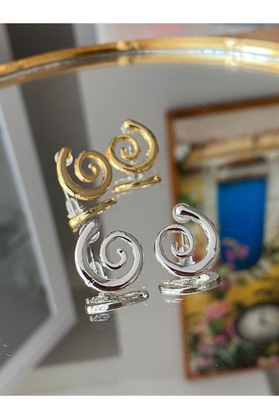 HerşeyVarBurda Snail Gold and Silver Color Earrings
