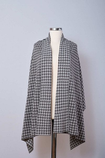Sebir Moda Houndstooth Patterned Knitwear Shawl