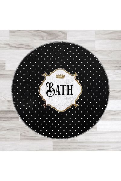 BigArts Home Black Round Mat – Modern Vintage Design, Non-Slip Base (100 cm)