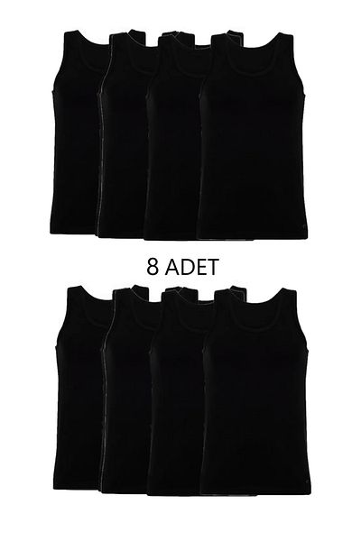SİERNA 8-Piece Mixed Color Men's Singlet Set Black Srn-000866