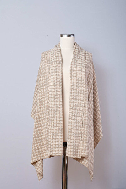 Sebir Moda Houndstooth Patterned Knitwear Shawl