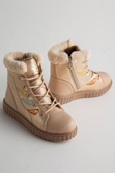 Ccway Lace-Up Παιδικές Μπότες 26-30 Powder