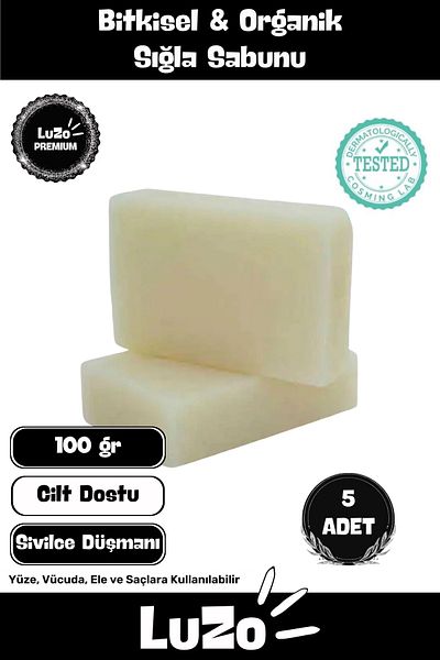 LuZo Premium Series 100% Natural Organic Facial Hair Body Skin Balancing Fragrant Frankincense Soap 5 Pieces