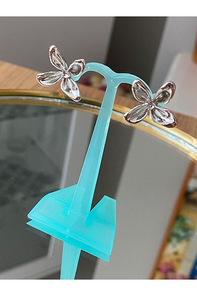 HerşeyVarBurda Four Leaf Gold and Silver Color Flower Earrings