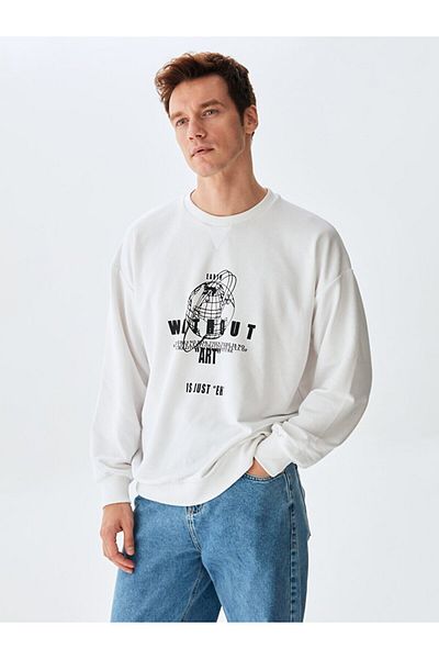 Ltb Graphic Printed White Sweatshirt