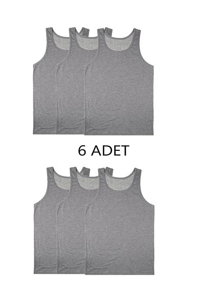 SİERNA 6-Piece Ribbed Soft Men's Undershirt Set Gray Srn-000818