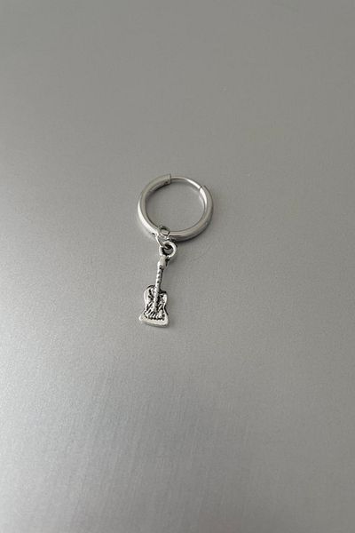 Jaida Moda Unisex Silver Guitar Figured Dangle Steel Hoop Earrings