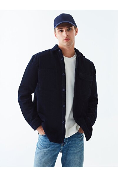 Ltb Fitilli Kadife Lacivert Gömlek