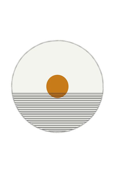 BigArts Home Decorative Modern Design Anti-Slip Base 100 cm Round Black Orange Bath Mat