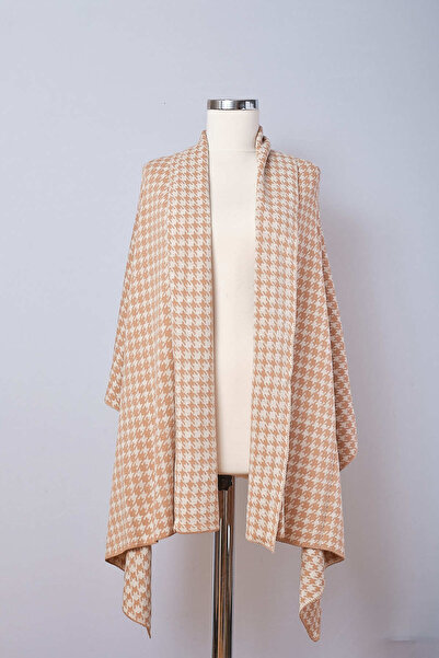 Sebir Moda Houndstooth Patterned Knitwear Shawl