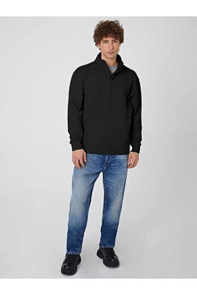 Ltb سترة سوداء مع نصف أزرار على الياقة