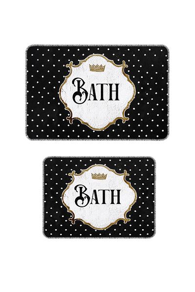 BigArts Home Black and White Modern Design Non-Slip Base Washable Bath Mat - 50X60/60X90 cm