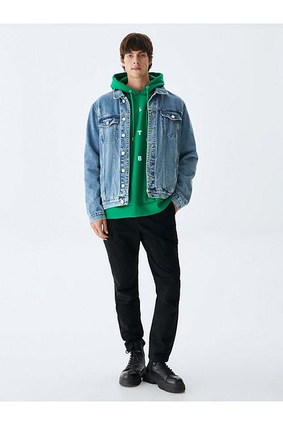 Ltb Green Sweatshirt with Hooded Slogan