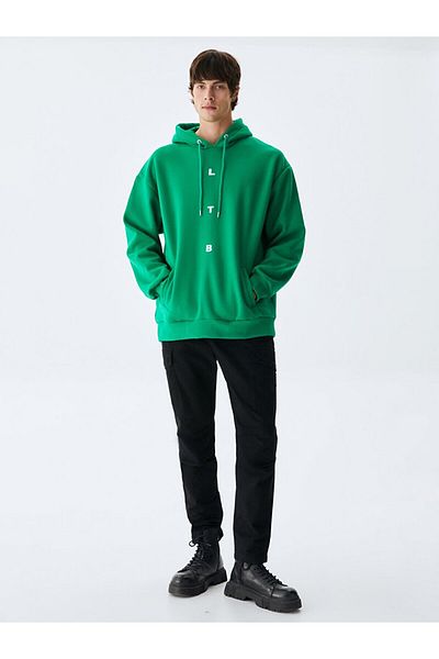 Ltb Green Sweatshirt with Hooded Slogan