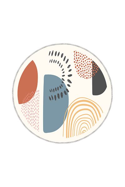 BigArts Home Decorative Modern Design Non-Slip Base Washable 100 cm Round Colored Bath Mat