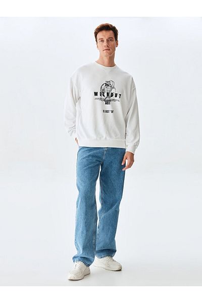 Ltb Graphic Printed White Sweatshirt