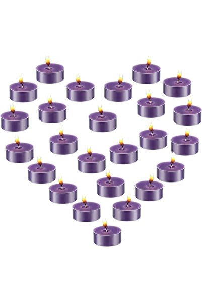 Deniz Parti Süsleri 10'lu Yuvarlak Mor Tealight Mum Lavanta Kokulu